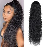 Drawstring Ponytail Extension, 30 inch Long Curly Ponytail Hair Extension Synthetic Hairpiece for Women(1B#, 30 inch)