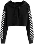 Girls Unicorn Hooded Crop Tops Jackets Kids Sweatshirts Fall Clothes 3-9 T, Plain Black, 9-11 Years