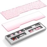 SELORSS x MANBASNAKE 68-key CNC Aluminum Alloy Keyboard Wrist Rest with Partition Storage Case, 2 Acrylic Top Covers, Ergonomic Non-Slip Support for TKL Mechanical Keyboard, Ideal for Office/Home-Pink