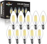 BRIMAX E14 LED Candle Bulbs Dimmable 6W, 60W Equivalent, Soft Warm White 2700K, Small Edison Screw SES Chandelier Bulbs, C35 Filament LED Energy Saving Candelabra Bulb, 10Pack
