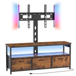 MJOMKN TV Stand with Mount and Power Outlet, Corner TV Stand Mount with LED Lights for 32-55/65 inch TVs, Tall Entertainment Center with Storage and Drawers, Media Console Cabinet for Bedroom