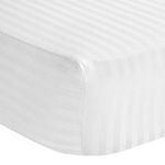 100% Egyption Cotton Deep Fitted 300 Thread Count Saten Stripe Fitted Sheets (White, Double)