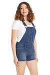 Suko Jeans Women’s Stretch Denim Overall Cutoff Shorts 66920 Blue Black Large