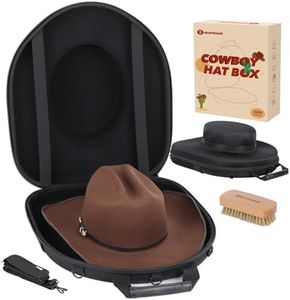 BRANTMAKER Cowboy Hat Box, Cowboy Hat Case for Travel, Crush Proof Hat Storage Carrier with Shoulder Starp & Hat Brush, for Cowboy/Fedora/Panama Hat (Internal Dimensions:16.5" x 14.1" x 5.4")