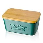 Porcelain Butter Dish with Wooden L