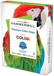 Color Copy Paper, 28 lb., 8-1/2"x11", 100 GE/114 ISO, 2500/CT, WE, Sold as 1 Carton - Hammermill Color Copy Paper, 28 lb., 8-1/2"x11", 100 GE/114 IS
