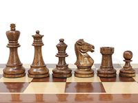 House of Chess - Grand Master Staunton Tournament Chess Set Pieces - King Size: 3-3/4" (Broad Base) + 2 Extra Queens - Acacia Wood/Boxwood