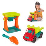 B. 62243464254 Sandy Sifter Set Playset Mill, Dump Truck, Shovel – Sand & Beach Toddlers, Kids – Outdoor Toys, Multi-Color