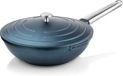 Westinghouse Performance Series Wok Pan with Lid - 28 cm Wok Pan Suitable for Induction Cookers, All Hobs and Oven-Safe - Cool Touch Stainless Steel Handle - Blue (WCCW0095028BL)