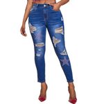 Mguotp Butt Lifting Jeans Stretchy Jeans for Women Long Jeans Ripped Sexy Slim Regular Denim Women Butt Lifting Jeans, Blue, X-Large