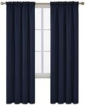 Deconovo Navy Blue Blackout Rod Pocket Thermal Insulated Curtains for French Doors, 42x95 Inch