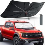 DMJN Umbrella Windshield Sun Shade - Large, Car Sunshade for Front Windshield [Nano Ice-Crystal Coatings] UPF50+ Heat & UV Block, Protect Interior & Keep Cooler Universal for Car, SUV, Truck