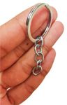 Kidultz Silver Plated Alloy Keyring Keychain Rings with Chain and Connecting Ring - Heavy Duty Glossy Finish Silver Plated Rings for DIY Crafts and Other Purposes (100)