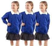 GW CLASSY OUTFIT Girls Boys V Neck (Pack of 3) School Jumpers Kids Long Sleeve Fleece Unisex School Uniform Sweatshirts UK Size (5-13 Years) (11-12 Years, 3x Royal Blue)