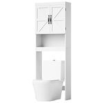 SRIWATANA Over The Toilet Storage Cabinet, Bathroom Spacesaver with Adjustable Shelf, 2-Door Toilet Storage Rack, White