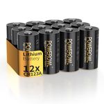 POWEROWL 12-Pack of CR123A 3V Lithium Battery, CR123A Batteries (CR123 / CR123A / CR17345)) for sensors, keyless locks, photo flash and flashlights - (Non-Rechargeable)