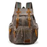 GEARONIC Vintage Canvas Backpack, Casual Daypack Backpacks for Men Women, 15inch Laptop Bag Travel Hiking Camping Rucksack, Gray, L, Rucksack Backpacks