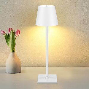 Cordless Table Lamp,Portable LED Desk Lamp Battery Operated Table Light 5000mAh 3 Color Stepless Dimming Rechargeable White Touch Lamps for Bedrooms Restaurant Bars Party Camping