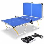 SereneLife Ping Pong Table Set – Portable & Foldable Table Tennis with Net, Post & Clipper – Space-Saving Design for Indoor & Outdoor Play, Camping, Beach