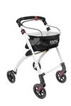 KMINA PRO - Folding Indoor Rollator with Tray, Narrow Walking Frame with Wheels for The Elderly, Mobility Walker Aids for The Home, Lightweight Rollator Walker for The Elderly, Narrow Rollator Black