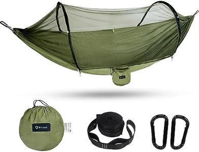 BTRWOR Hamac d'extérieur avec moustiquaire | Hamac de Voyage en Nylon | Charge maximale de 300 kg | 260 x 140 cm | Accessoires de Camping pour l'extérieur, intérieur avec Sangles d'arbre (Olive)