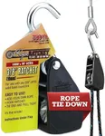 Rope Ratchet 3/8" Heavy-Duty Ratcheting Tie Down Rope Hanger with Hooks - Powerful Pulley System for Heavy-Duty Gear Securing, Adjustable Hangers, Tough Outdoor Use, 250 lbs Capacity, Ratchet Only