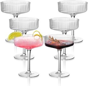 Montex 6 Pcs Coupe Glasses, 7.5 oz Classic Vintage Cocktail Galssware, Pefect for Cocktail, Champagne and Gift