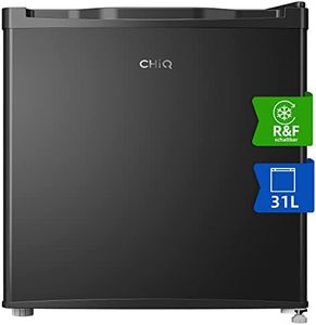 CHIQ 31L Mini Gefrierschrank,4-Sterne-Gefrierfunktion, geräuschlos, umkehrbare Tür,49,6 x 47,4 x 44,7 cm (HxBxT),mini Tiefkühltruhe bis zu -24°C,12 Jahre Garantie auf den Kompressor,schwarz