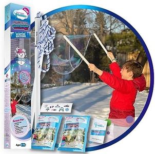 WOWMAZING Giant Bubble Kit: Winter - Incl. Wand, 2 Big Bubble Concentrate Pouches and 8 Cold-Activated Stickers | Winter Outdoor Activity | Bubbles Made in The USA - Winter Kit