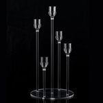 Fullvaseer Acrylic 5 Arms Candle Holder Clear Candelabra Centerpieces for Wedding Living Room Dinner Table Christmas Decoration