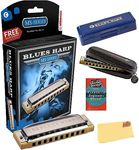 Hohner Harmonica 532 Blues Harp MS - Key of C Bundle with Zip Case, Harmonica Beginner Manual, and Austin Bazaar Polishing Cloth