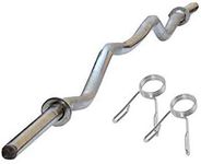 M Power Fitness Weight Lifting Rod, 25mm Gym Rod , Chrome Plated Steel Gym Rod , 3 Feet Curl Bar (3Ft Curl, 25MM)