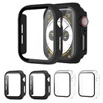 [4 Pack] Raamax Hard PC Case with Tempered Glass Screen Protector Compatible Apple Watch Series 3/2/1, Full Coverage Ultra Thin HD Clear Sensitive Touch Cover for iWatch 38mm