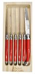 Laguiole Serrated Edge Sharp Premium Dishwasher Safe Full Tang Stainless Steel 6-Piece Steak Knife Set, Fire Engine Red by Clermont Coutellerie