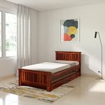 Amazon Brand - Solimo Lyan Solid Sheesham Wood Trundle Bed (Honey Finish)