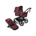 Bugaboo Fox 5 Renew All-Terrain Stroller, 2-in-1 Baby Pushchair, Full Suspension, Easy Fold, Extendable Toddler Seat, One-Handed Manoeuvrability, Black Chassis and Dark Cherry Canopy