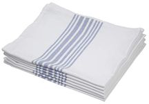 AIRWILL Cotton Large Kitchen Towel, dishcloths, Wiping Cloths (45 x 65 cm, White,Blue) - Pack of 12