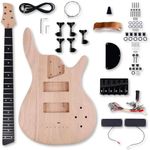 Leo Jaymz DIY Electric Bass Guitar Kits Beginner Kits- Roasted Ash Body, Roasted Maple Neck and Ebony Fingerboard - Fully Components Included (IB 5 Strings)