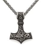 Multibao Men Women Viking Thors Hammer Pendant Necklace Mjolnir Nordic With 50cm Silver Steel Keel Chain