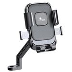 Kratos Moto-B2 Mobile Holder for Bikes with One Click Locking, Mirror Fitting Style, Anti-Shake-Firm Grip, 360° Rotation, Mobile Holder for Scooty, Activa, Jupiter, Electric Scooters & Bikes