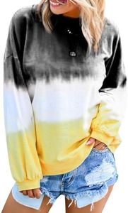 Dresswel Women's Plus Size Sweatshirts Long Sleeve Casual Pullover Tops Crewneck Tie Dye Tunic Sweatshirt for Women 2025, Black 2XL