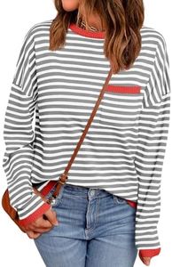LILLUSORY Womens Sweaters 2026 Early Fall Fashion Must Have Clothes Outfits Striped Lightweight Oversized Ladies Cute Teacher Work Office Pullover Crewneck Long Sleeve Trendy Old Money Tops Clothing