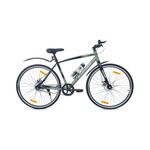 Stryder 700C Jungle Cruise Hybrid City Bike | Dual Disc Brakes | Single Speed | Rigid Fork | TIG Welded Steel Frame | Suitable for Age 12+ (Unisex) | (Sage Green::Black)