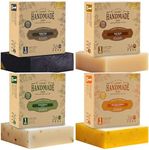 360 Feel Men's Soap bar Handmade -Masculine fragrance-, Patchouli, Pine Tar with Charcoal Beeswax,Citrus - Gift pack- Natural Men Soap- Gift for him Bay Rum, 4 Count (Pack of 1)
