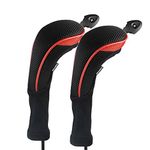 Andux 2 Pack Long Neck Golf Hybrid Club Head Covers Dial No. Tag CTMT-01 (Red)