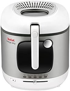 Tefal FR4800 Mega 2 kg Elektrische Fritteuse | 3,3 L Öl-Kapazität | Anti-Geruchs-Filter | spülmaschinenfeste Teile | Sichtfenster | einstellbares Thermostat | Weiß/Edelstahl