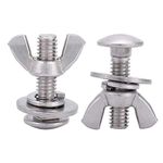 Keenso Metal Screws Set, 2pcs Portable 316 Stainless Steel Screws Machine Screw Assortment Kit Diving Screws Butterfly Bolts Wing Nuts Construction Mounting Screws Kit diving divingchord stamp
