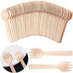300 Pieces Wooden Forks Disposable Mini Forks Small Sporks Bulk Appetizer Forks Cutlery Mini Utensils Cake Fork for Carnival Birthday Party Supplies, 4 Inches