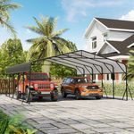 GarveeTech Metal Carport, 20x25 FT Outdoor Carport Canopy with Reinforced Base and Galvanized Steel Roof, Heavy Duty Garage Car Shelter Shade for SUV, Truck, Boats