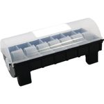 Hygiplas Plastic Label Dispenser 25 mm/1 inch, Clear & Black, 7 Roll Label Holder Dispenser, Holds up to 25.4 mm Labels, GH347